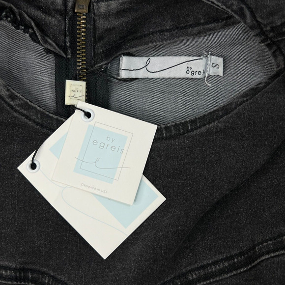 By Egreis NWT Black Denim Belted Dress Size S - Picture 4 of 6